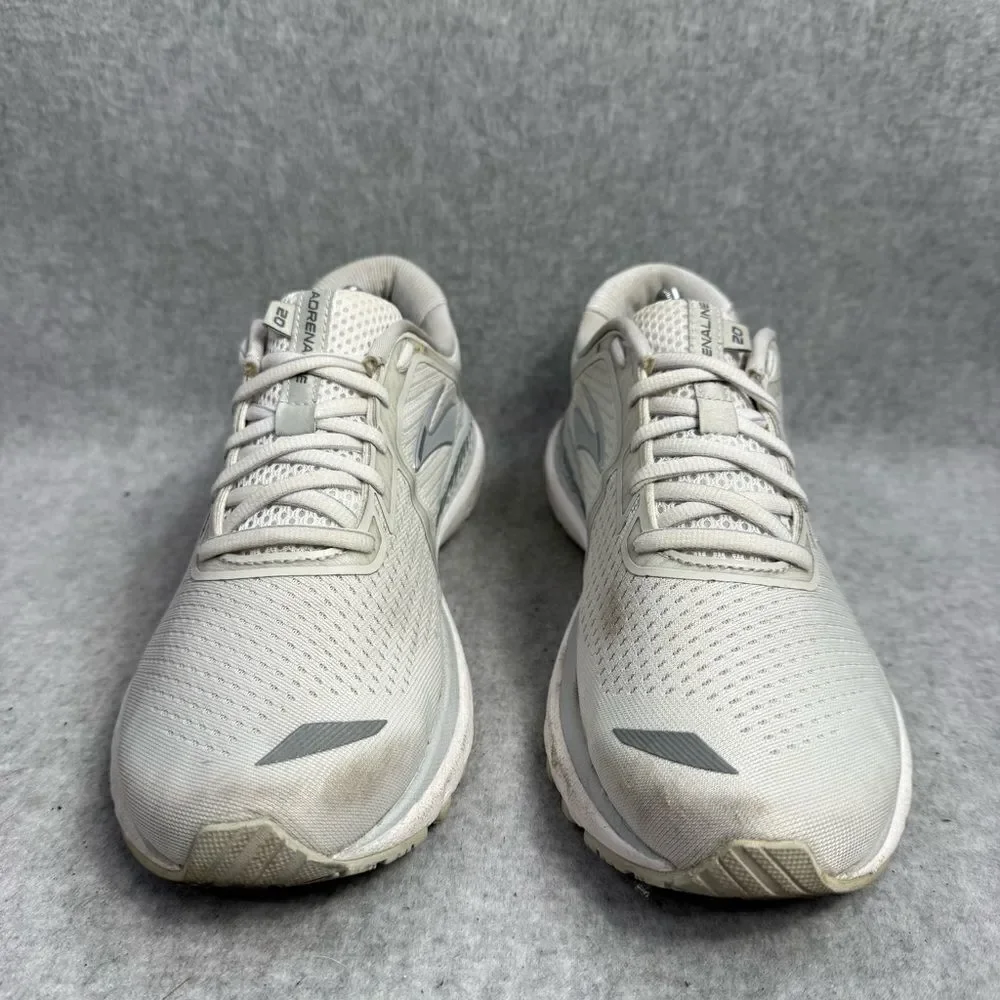 Brooks Adrenaline 20 Womens Shoes Size 9.5 White Silver Low Top Running Sneakers